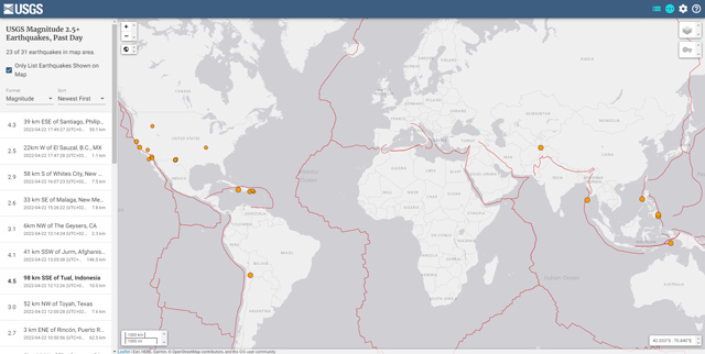 Terremoti in tempo reale nel mondo